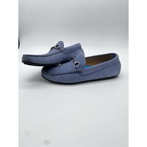 Amalfi By Stefania Driving Loafer Moccasins Suede Leather Blue Italian Sz 12.5